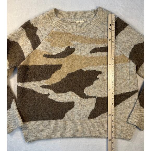 Anthropologie Moth Beige Brown Camo Knit Crewneck Sweater M - Picture 5 of 6